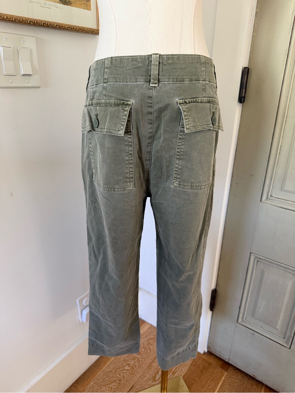 High Rise Girlfriend Chinos in Olive Green - Picture 5 of 10